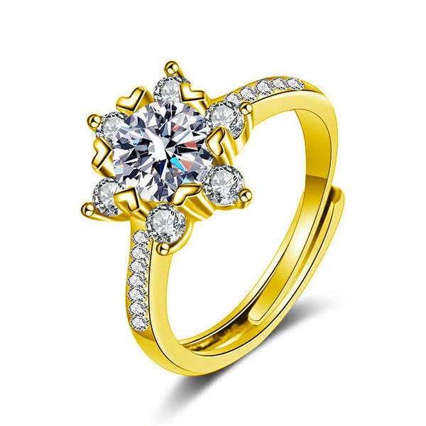 Classic Pave Setting Moissanite Ring Adjustable Size