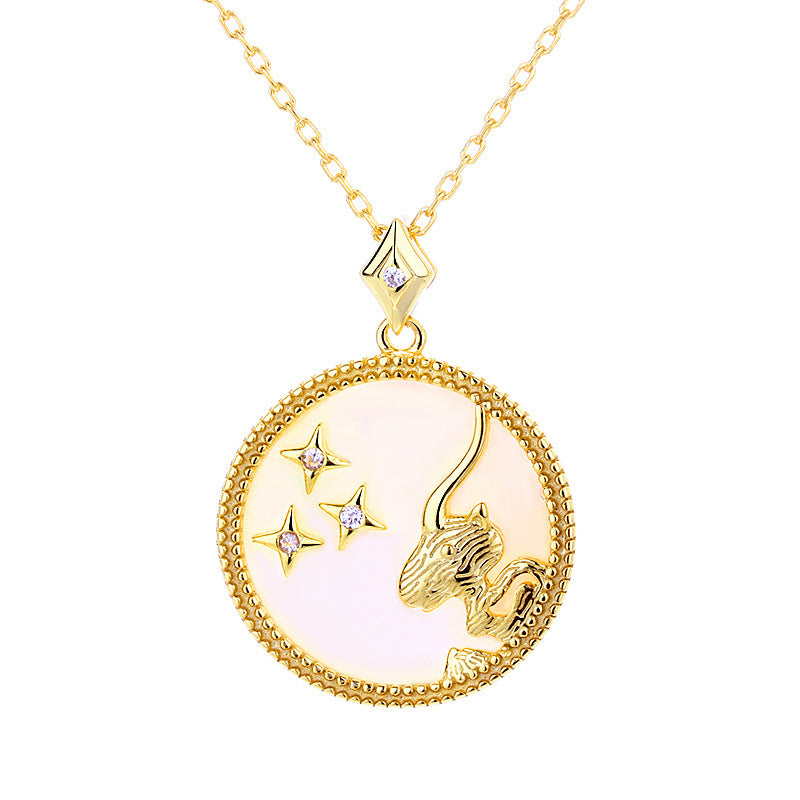 Fashion 925 Sterling Silver Gold Plated Zodiac Sign Necklace
