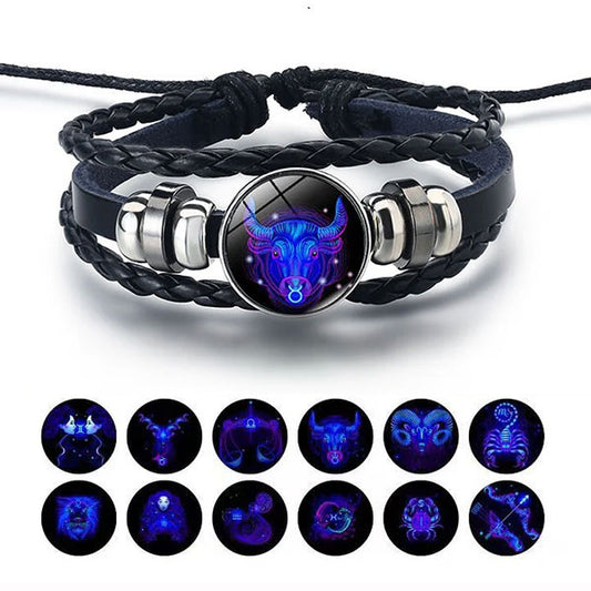 Fashion Astrological Sign Adjustable String Luminous Bracelet For Male And Female