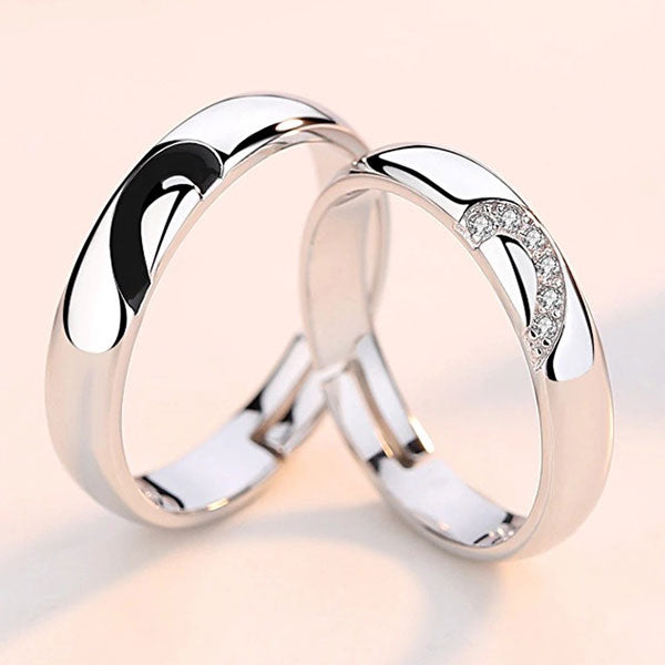 Fashion Match Hearts 925 Sterling Silver Adjustable Ring For Couples