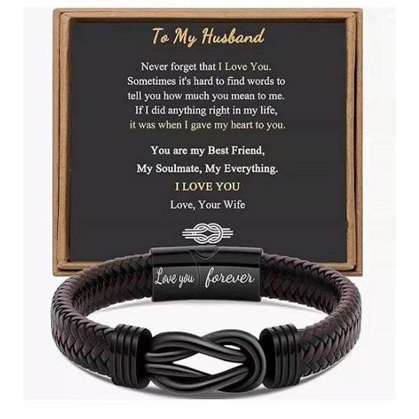 Simple Design Love Letter Leather Men's Bracelet