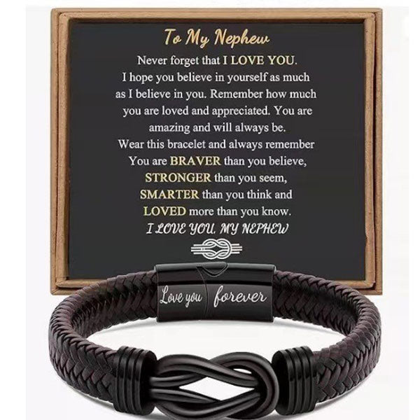 Simple Design Love Letter Leather Men's Bracelet