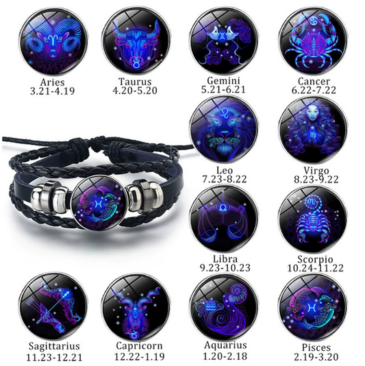 Fashion Astrological Sign Adjustable String Luminous Bracelet For Male And Female