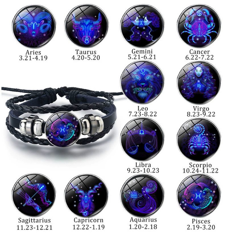 Fashion Astrological Sign Adjustable String Luminous Bracelet For Male And Female