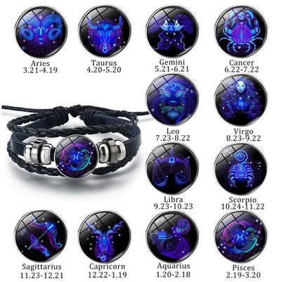 Fashion Astrological Sign Adjustable String Luminous Bracelet For Male And Female