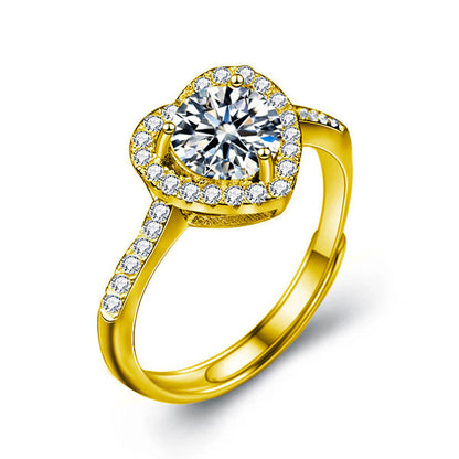 Classic Pave Setting Moissanite Ring Adjustable Size
