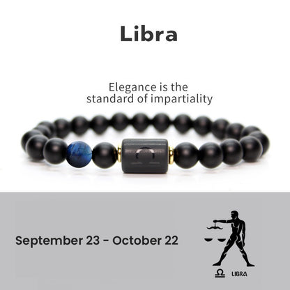 Astrological Sign Natural Agate Unisex Bracelet