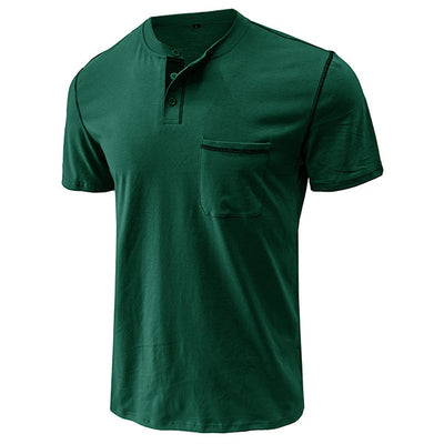 Popular Henley Style Us Size Round Collar Men's T-Shirt