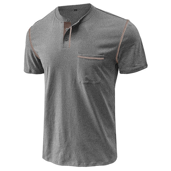 Popular Henley Style Us Size Round Collar Men's T-Shirt