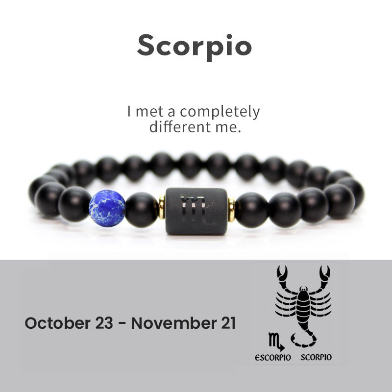 Astrological Sign Natural Agate Unisex Bracelet