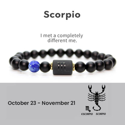 Astrological Sign Natural Agate Unisex Bracelet