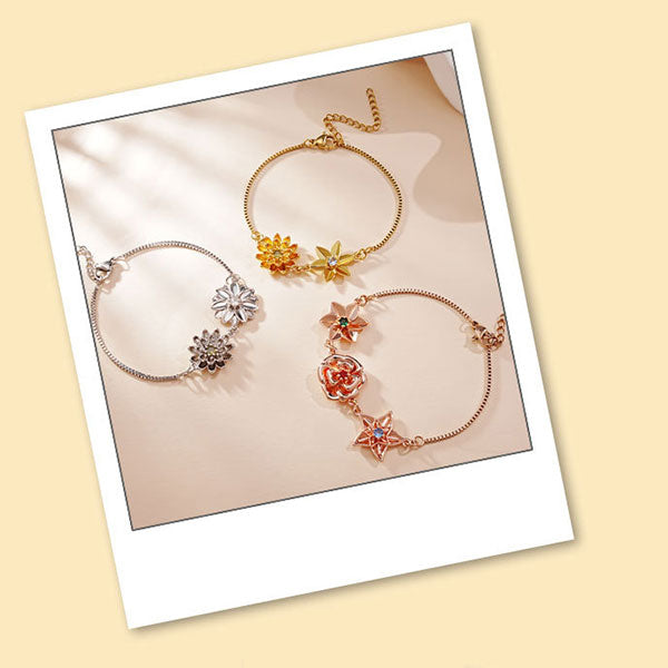 Three-Dimensional Birth Flower Design Elegant Necklace And Bracelet