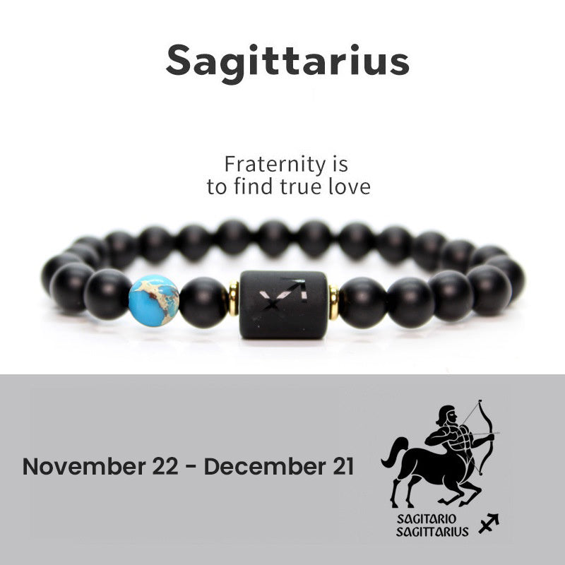 Astrological Sign Natural Agate Unisex Bracelet
