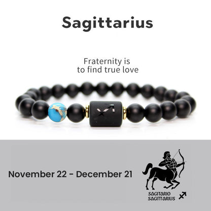 Astrological Sign Natural Agate Unisex Bracelet