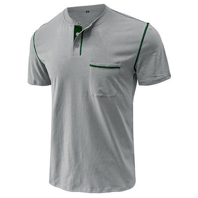 Popular Henley Style Us Size Round Collar Men's T-Shirt