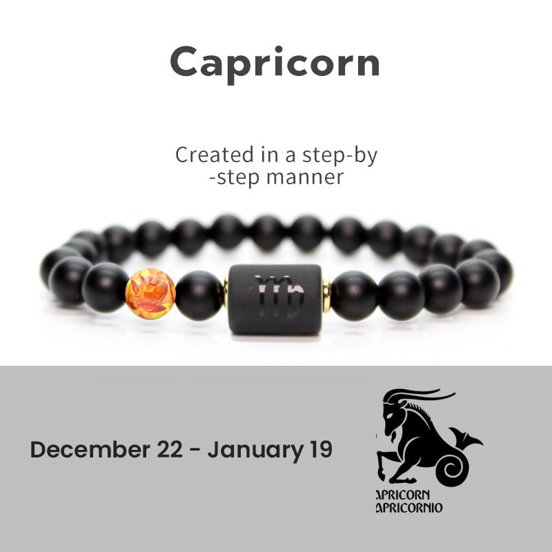 Astrological Sign Natural Agate Unisex Bracelet