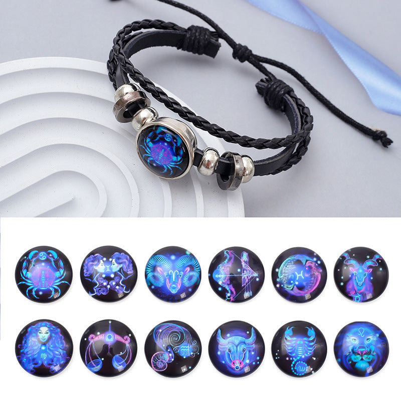 Fashion Astrological Sign Adjustable String Luminous Bracelet For Male And Female