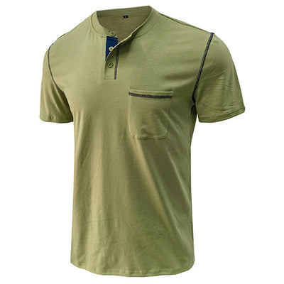 Popular Henley Style Us Size Round Collar Men's T-Shirt