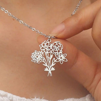 Fashion Customize Birth Flower Elegant Women's Necklace And Bracelets