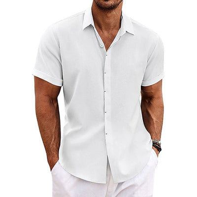 Fashion Solid Color Stand Collar Men Shirt