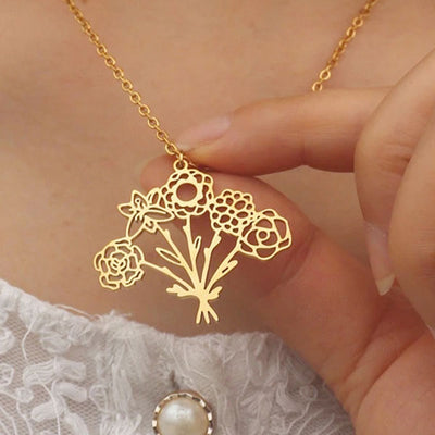 Fashion Customize Birth Flower Elegant Women's Necklace And Bracelets