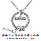Meaningful Dad Letter Custom Birthstone and Name Charm Necklace
