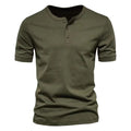 Retro Round Collar Short Sleeve Men's Henry T-Shirt