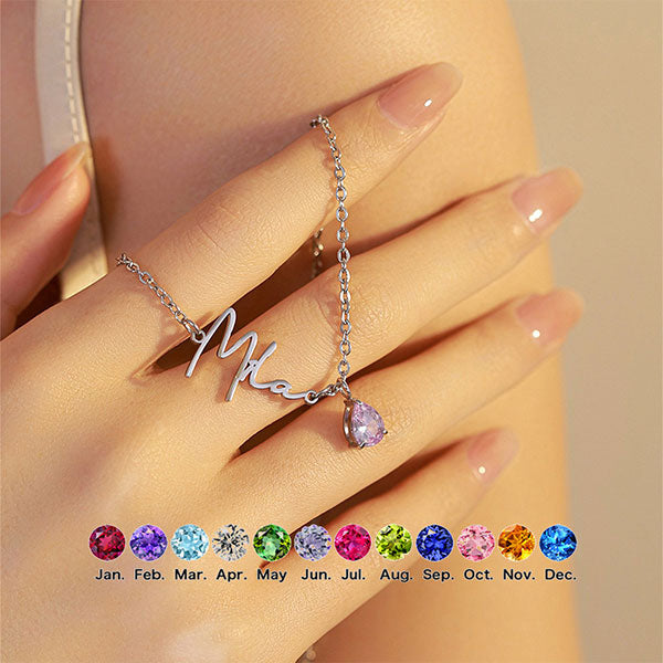 Custom Birthstone and Name Enhance Personality Necklace