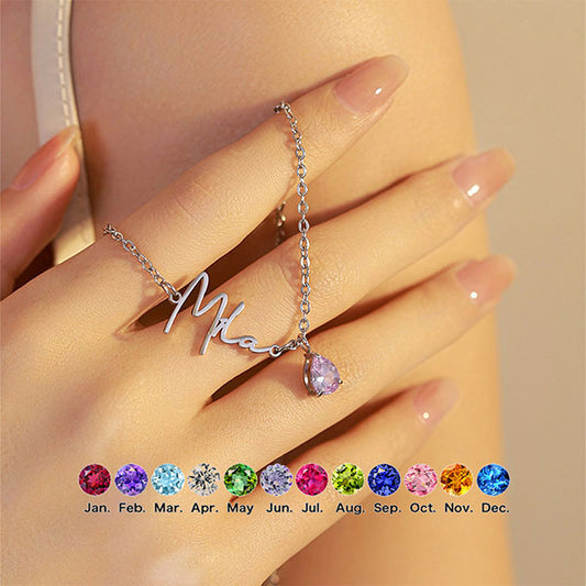 Custom Birthstone and Name Enhance Personality Necklace