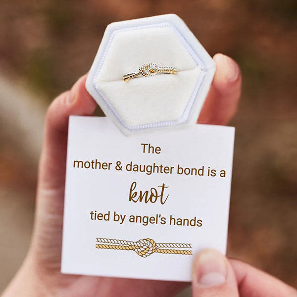 Love Knot 925 Sterling Silver Mother and Daughter Ring