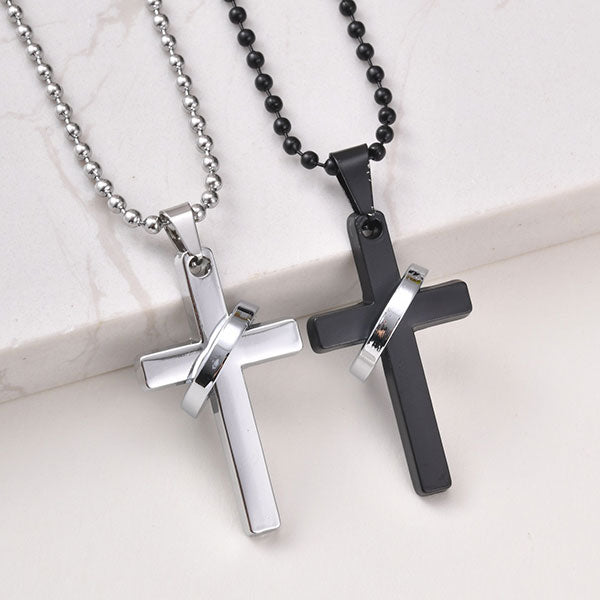 Neat And Clean Cross Necklace With A Ring For Friends And Couples( Price A Pair)