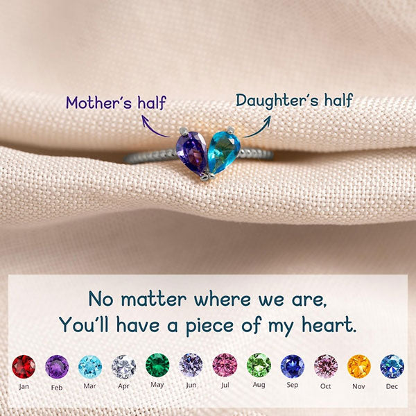 Customize Birthstone Match Hearts Rings For Family Members And Couples