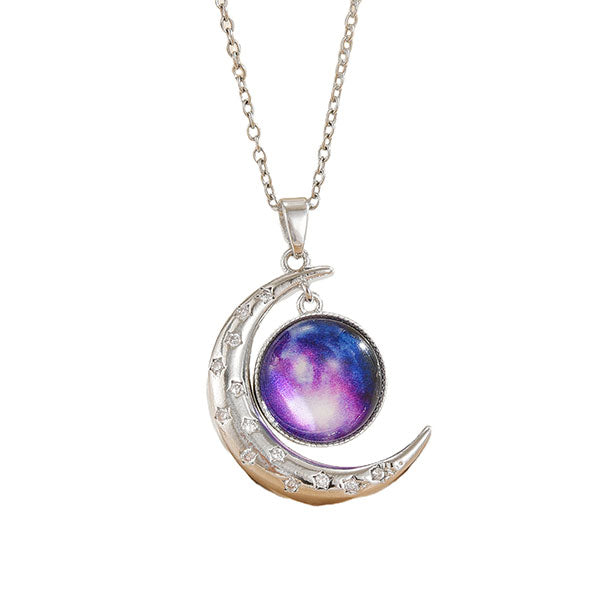 Fashion Starry Sky Moon And Star Necklace