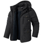 Men's Cashmere Hooded Thickened Multi Pocket Jacket US Size