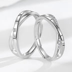 Roman Numbers 999 Sterling Silver Adjustable Ring For Couples