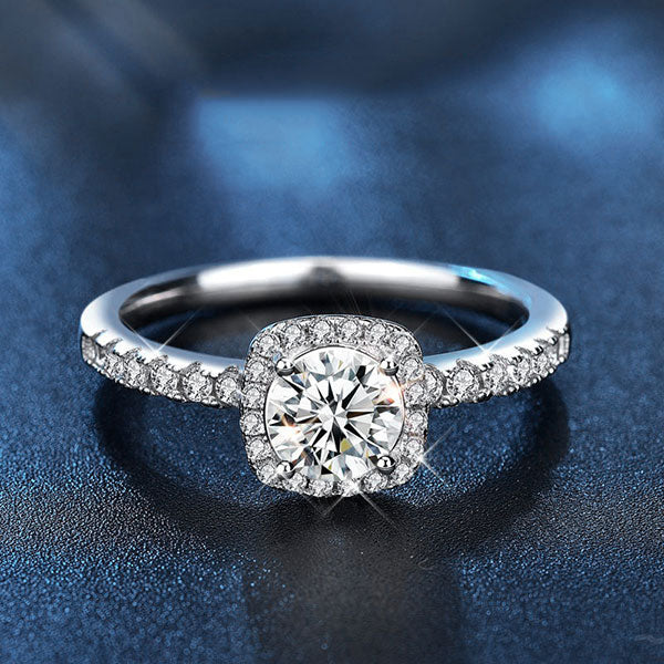 Classic Pave Setting Moissanite Ring Adjustable Size