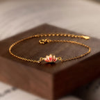 Fashion Lotus Flower 925 Sterling Silver Bracelets With Enamel Plated