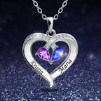 Personalized Name And Birth Stone Love Heart Necklace