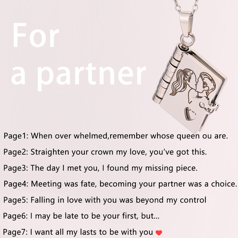 Vanletine's Day Gift Notebook Necklace Message Inside For Partners