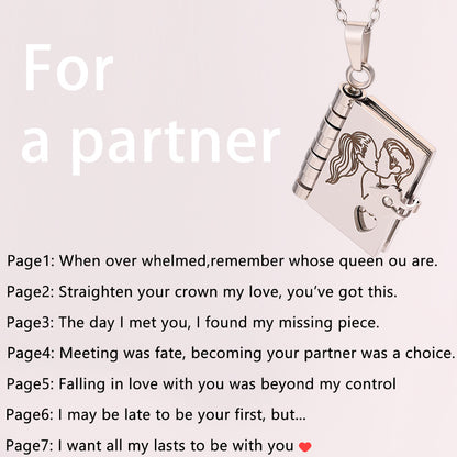Vanletine's Day Gift Notebook Necklace Message Inside For Partners