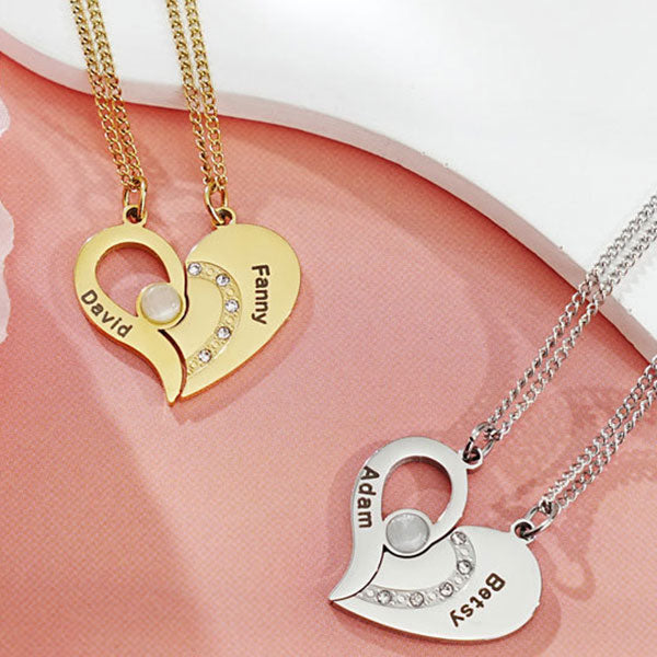 Fashion Match Heart Personalized Name Couple Necklace Price A Pair
