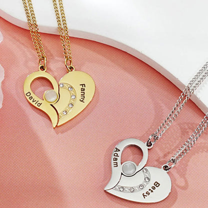 Fashion Match Heart Personalized Name Couple Necklace Price A Pair