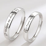 Fashion 999 Sterling Silver Letter Couple Adjustable Rings