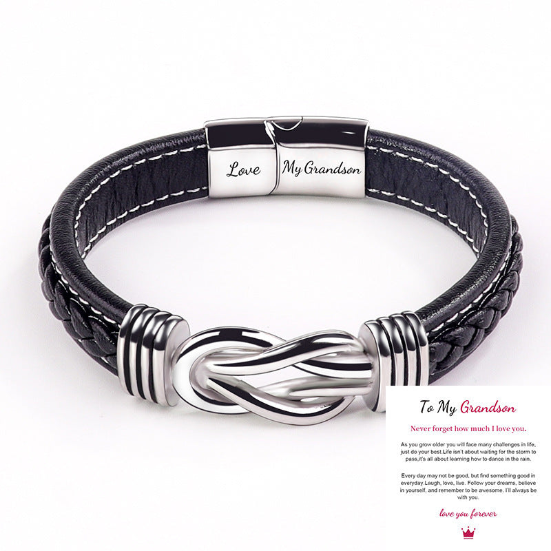 Simple Design Link Forever Leather Bracelet For Men