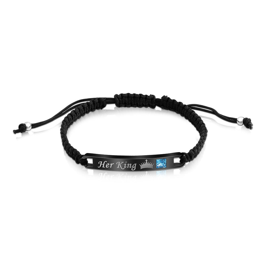 Fashion Adjustable String Her King $ His Queen Bracelets For Couples