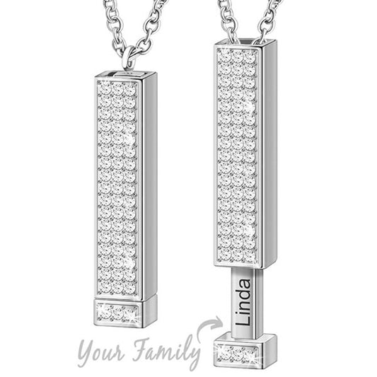 Personalized Name I LOVE YOU LETTER Telescopic Cylindrical Pendant Necklace
