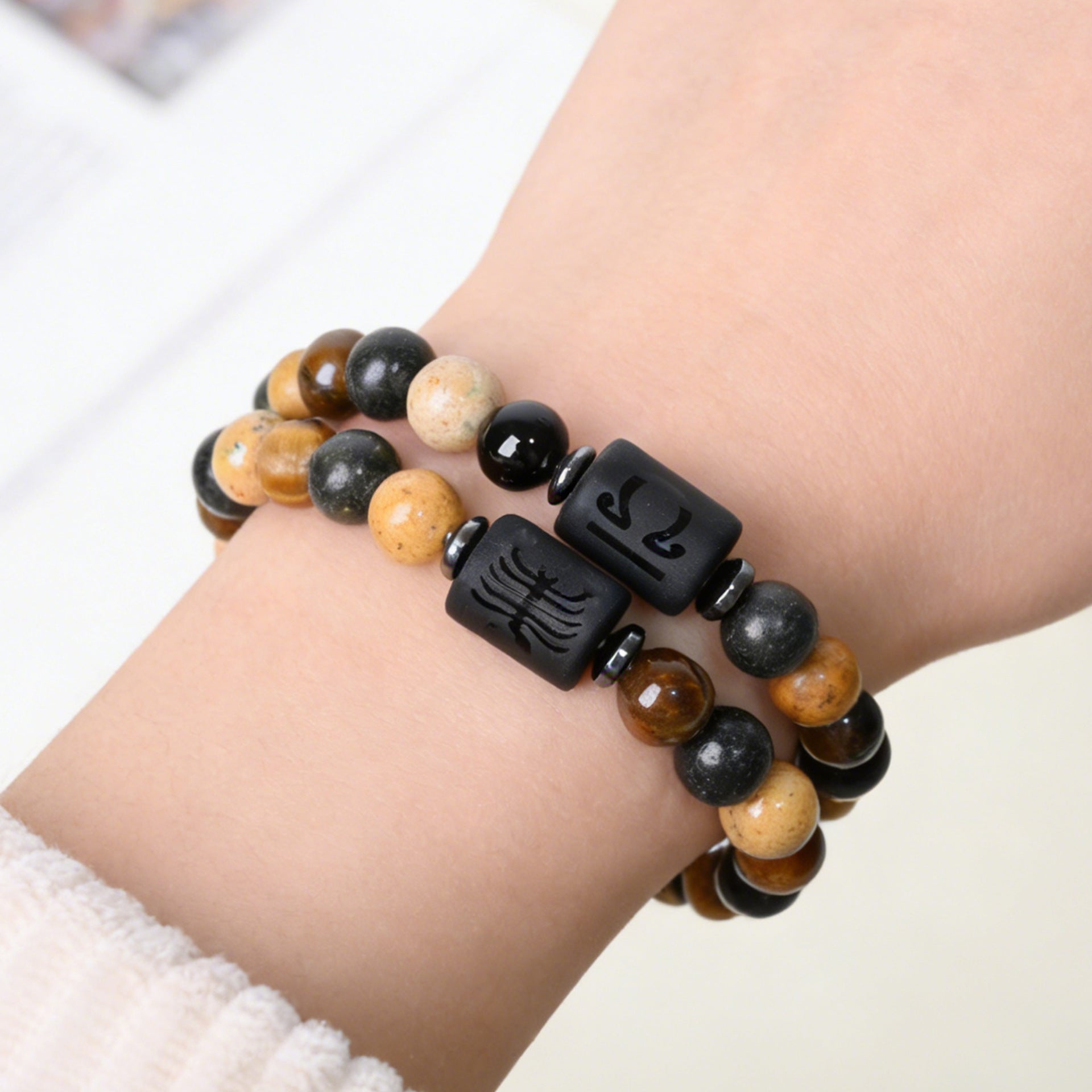 Fashion Natural Stone Zodiac Sign Bracelet