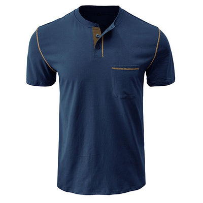 Popular Henley Style Us Size Round Collar Men's T-Shirt