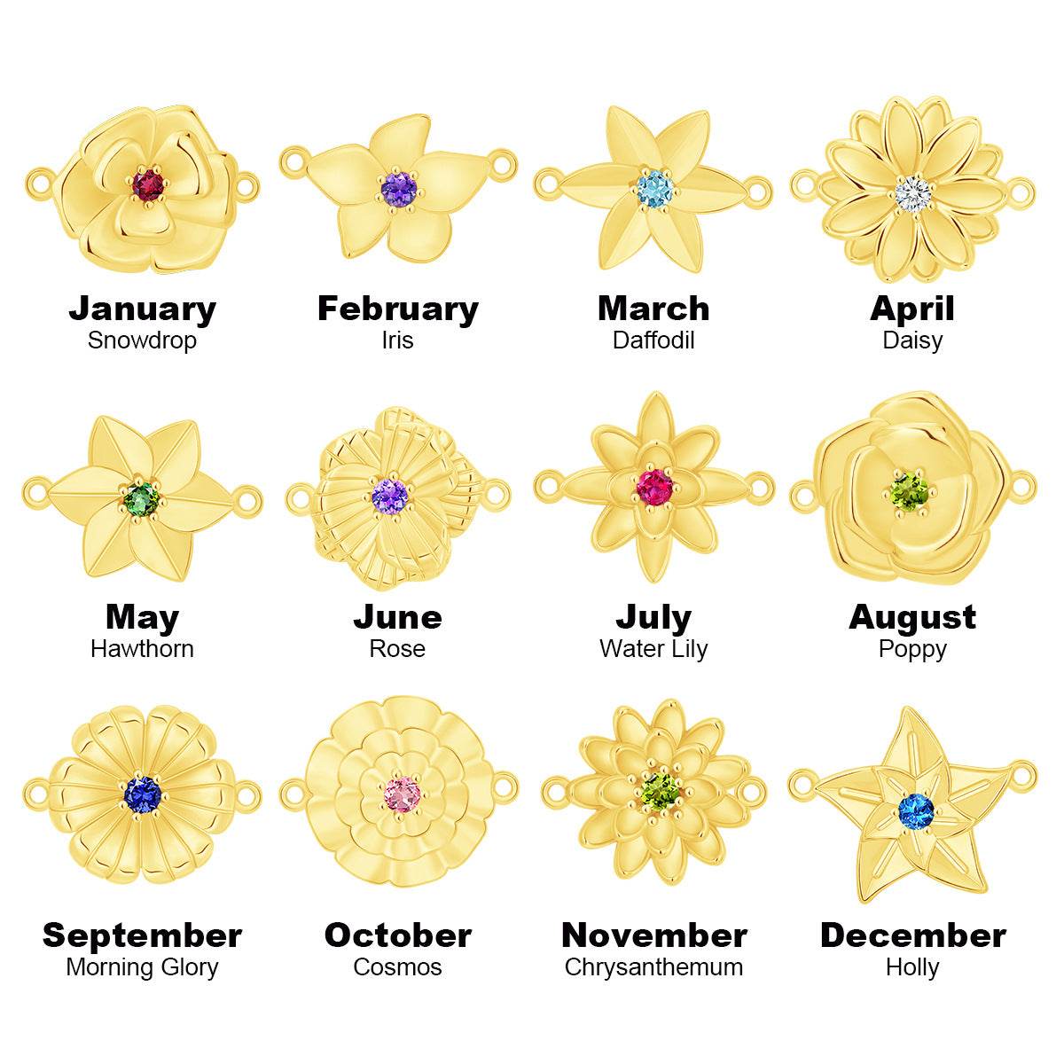 Three-Dimensional Birth Flower Design Elegant Necklace And Bracelet