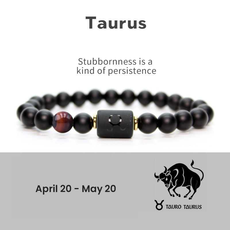 Astrological Sign Natural Agate Unisex Bracelet